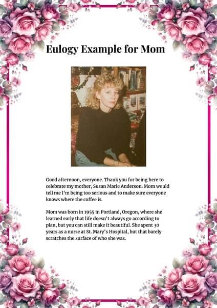 Example Eulogy for Mom